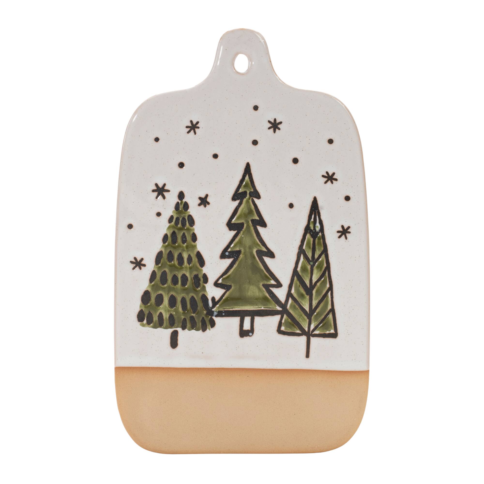 10.5" Ceramic Pine Tree Cutting Board Tray Set